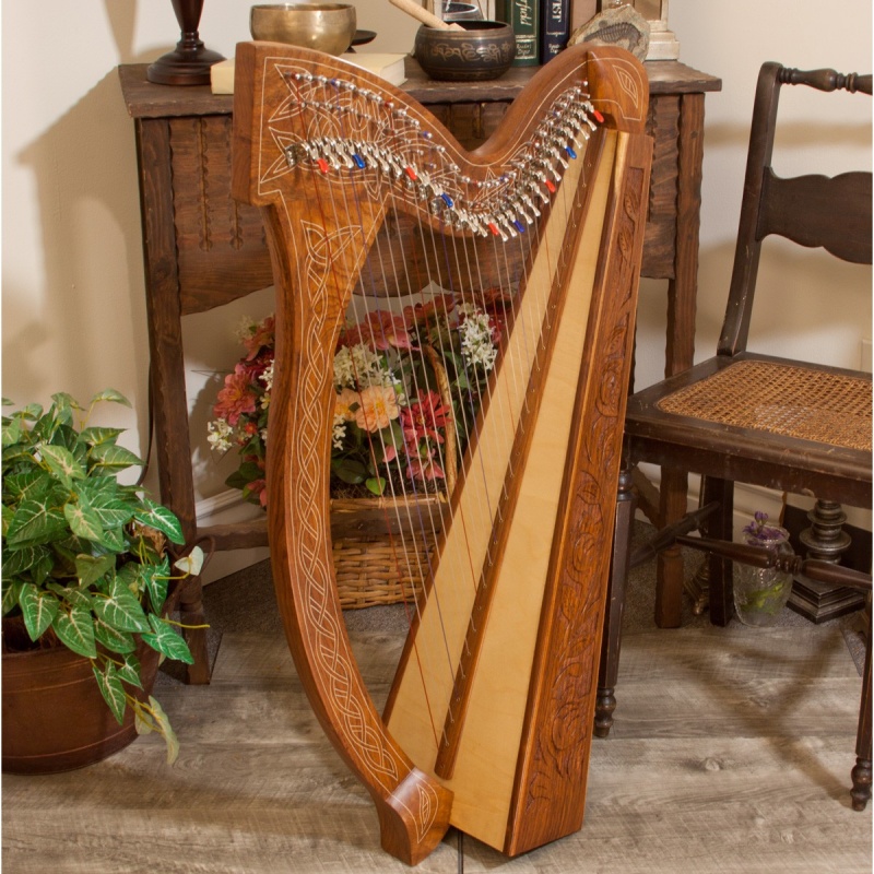 Roosebeck Minstrel Harp 29-String Chelby Levers Sheesham Thistle