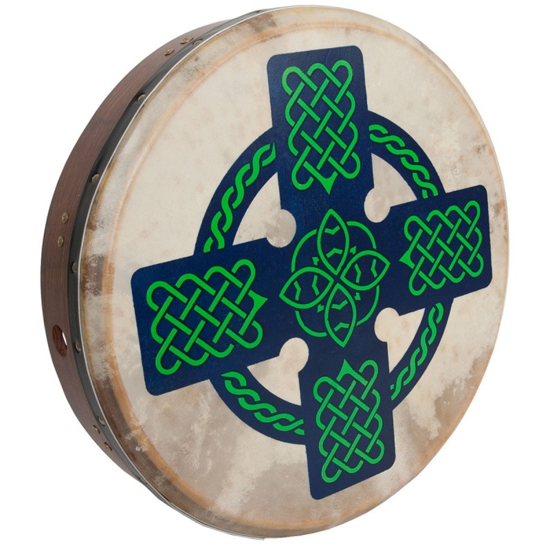 Roosebeck Tunable Sheesham Bodhran Cross-Bar 18-By-3.5-Inch - Celtic Cross