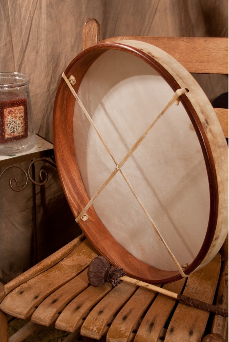 Dobani Pretuned Goatskin Head Red Cedar Wood Frame Drum With Beater 18-By-2-Inch