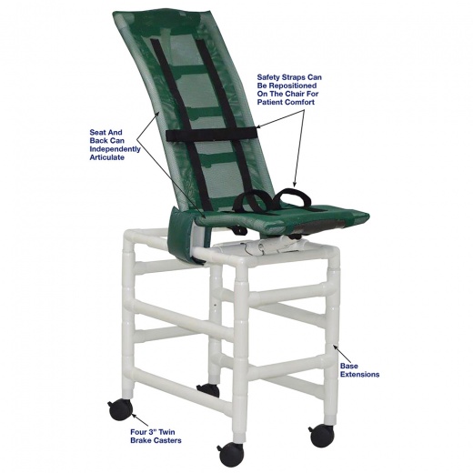 Large Articulating Shower Chair with Base Extension and Casters by MJM International Corporation, Inc