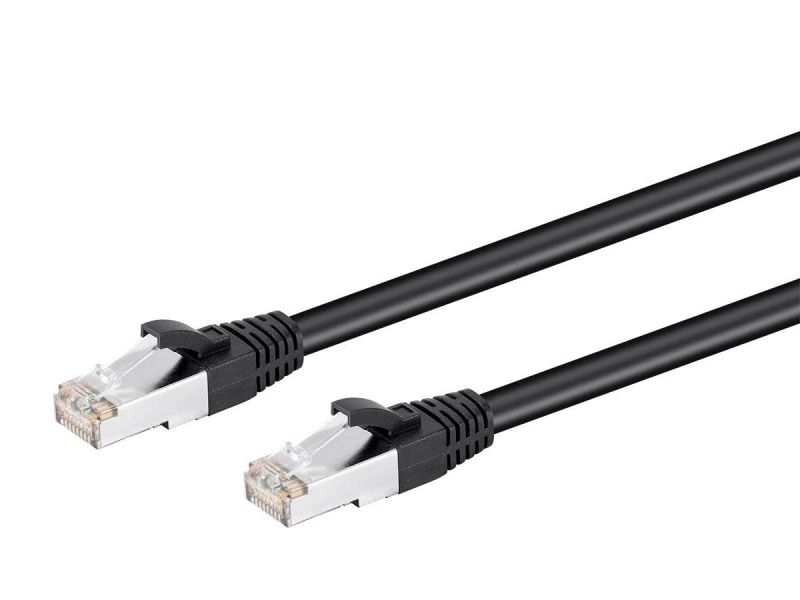 Monoprice Cat6 Poe Ethernet Patch Cable - 600V, Shielded Rj45, Solid, 550Mhz, Stp (U/Ftp), 24Awg, 10Ft, Black