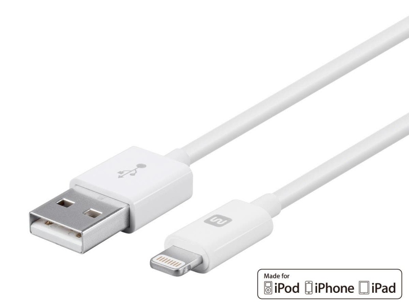 Monoprice Select Series Apple Mfi Certified Lightning To Usb Charge And Sync Cable, 6Ft White