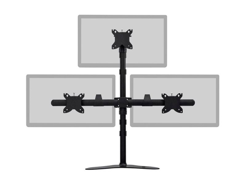 Monoprice Triple Monitor Pyramid Free Standing Desk Mount For 15~30In Monitors