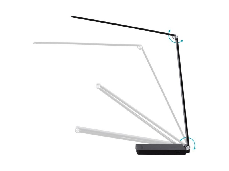 Workstream Wfh Multimode Low Profile Adjustable Led Desk Lamp With Usb Charging, Black