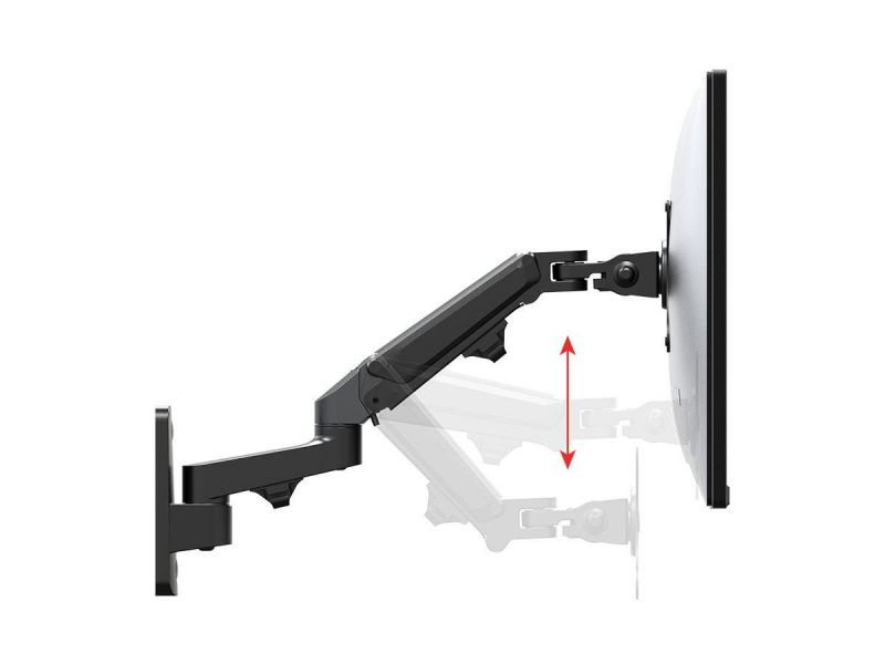 Workstream Easy Adjustable Full-Motion Gas-Spring 2-Segment Wall Mount For Monitors Up To 27In, Max Weight 15.4Lbs