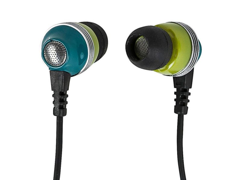Monoprice Enhanced Bass Noise Isolating Earbuds Headphones With Built-In Microphone And Play/Pause Control, Green
