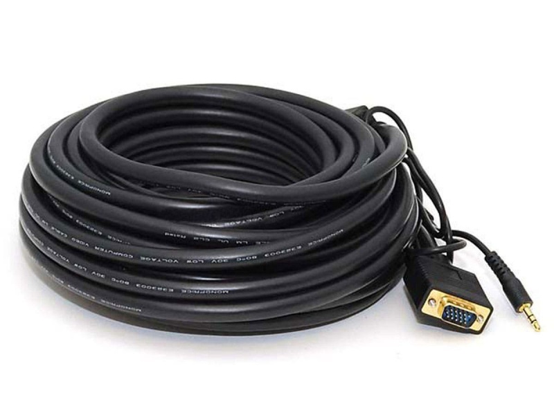 Monoft Super Vga Hd15 M/M Cl2 Rated Cable With Stereo Audio And Triple Shielding (Gold Plated)