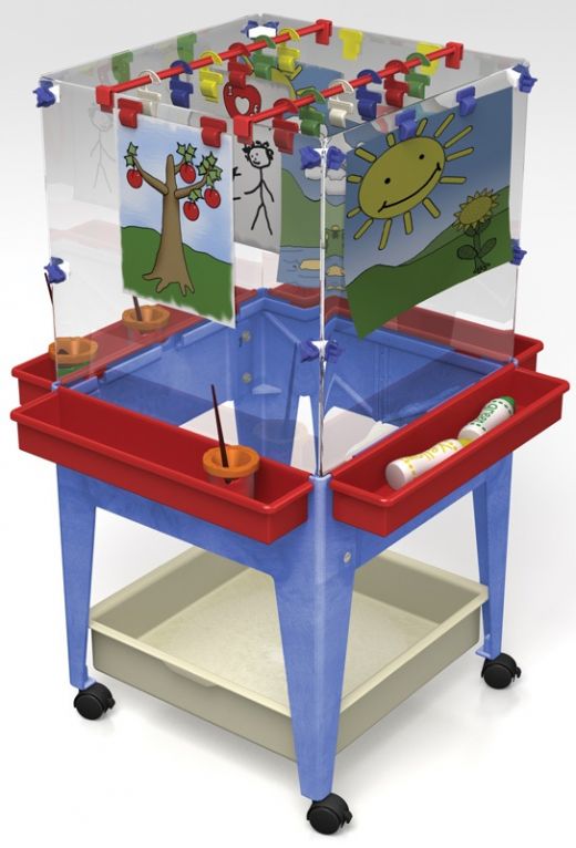 Youth 4 Station Space Saver Easel W/Mega-Tray
