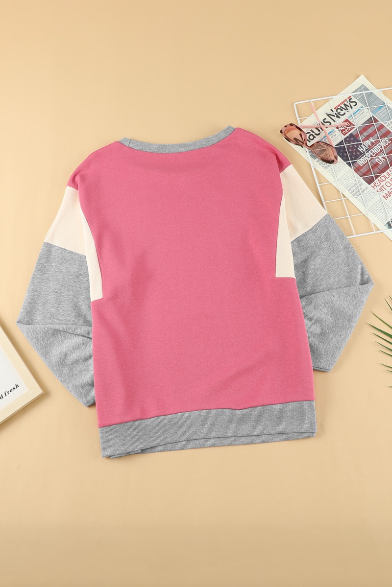 Women's Rose Colorblock Pullover Sweatshirt