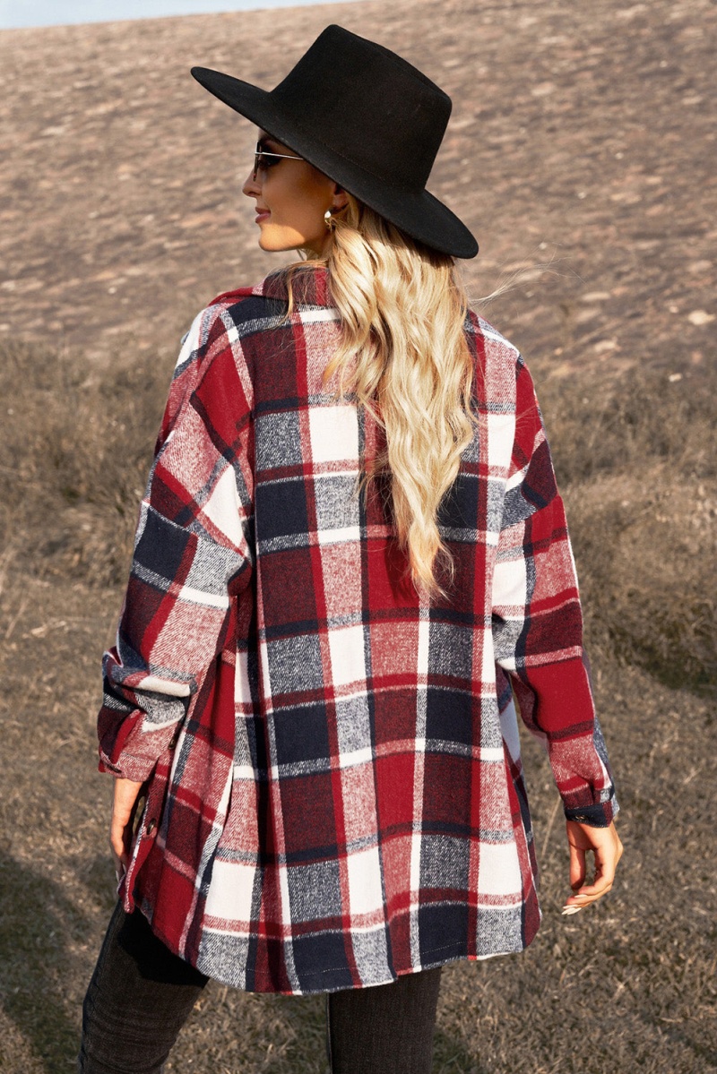 Red Plaid Shirt Jacket