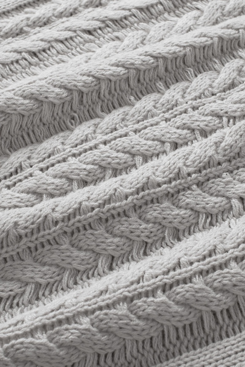 Casual Gray Turtleneck Braided Knitted Vest