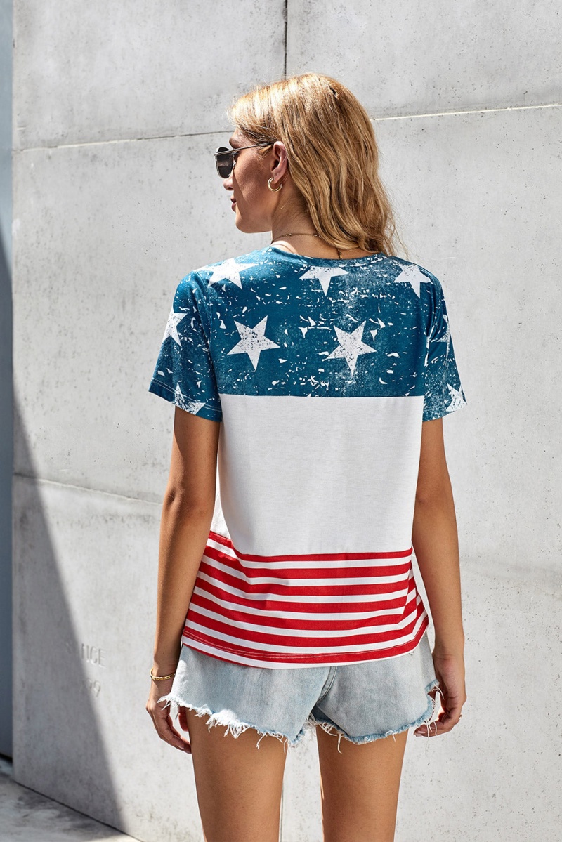 Women The Us Stars And Stripes Inspired Short Sleeve Tee