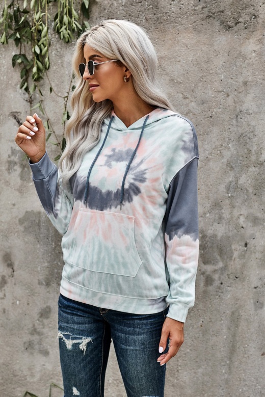 Women's Casual Multicolor Tie-Dye Print Pullover Hoodie