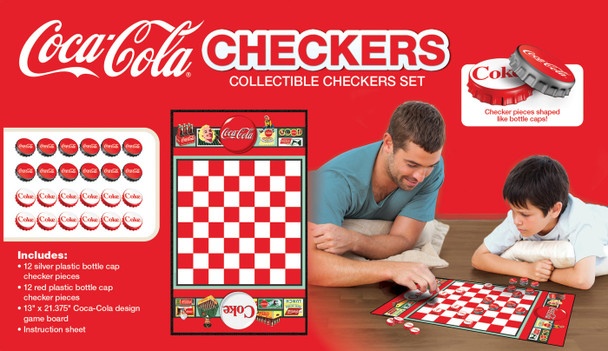 Masterpieces Family Game - Coca-Cola Checkers - Officially Licensed Board Game For Kids & Adults
