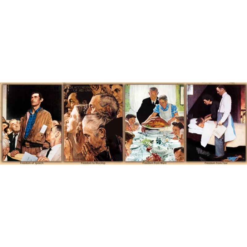 Saturday Evening Post - The Four Freedoms 1000 Piece Panoramic Jigsaw Puzzle
