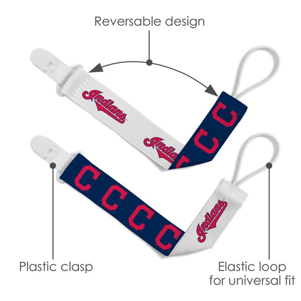 Cleveland Indians Mlb Baby Fanatic Pacifier Clip 2-Pack