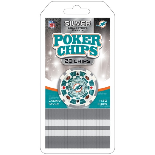 Miami Dolphins 20 Piece Poker Chips - Official NFL Licensed