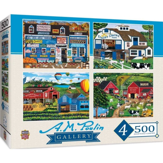 Masterpieces 4-Pack 500 Piece Jigsaw Puzzles - A.M. Poulin Gallery