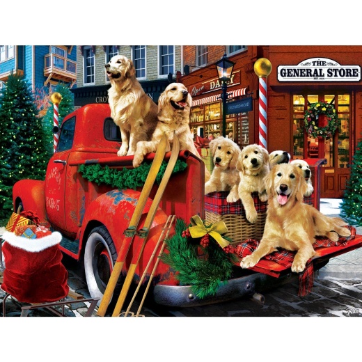 Happy Holidays - Guarding The Presents 300 Piece Ez Grip Jigsaw Puzzle