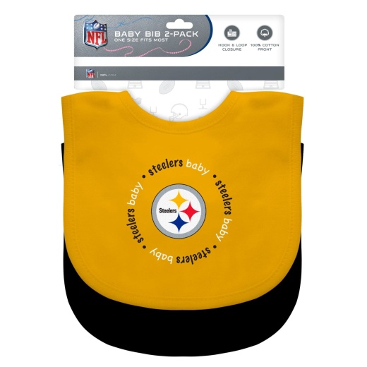Pittsburgh Steelers Baby Bibs 2-Pack - Unisex Yellow & Black Design