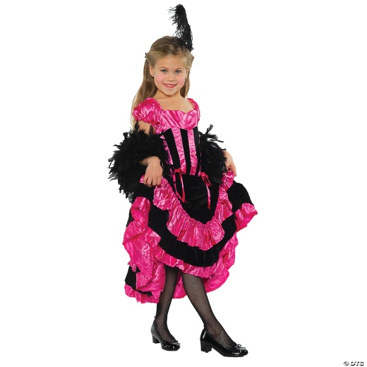 Girl's Can Can Dress Costume - Black and Pink Elegance