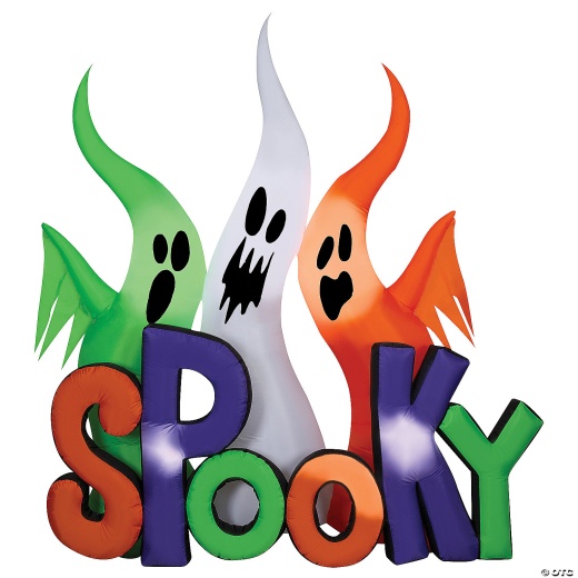 96" Airblown Inflatable Ghosts with Spooky Sign Halloween Yard Decoration