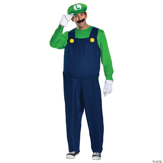 Adults Deluxe Super Mario Bros. Luigi Costume - Large/Ex Large