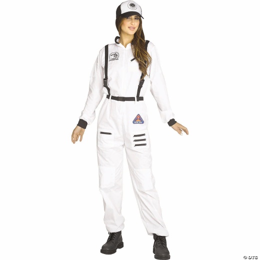 Women’S Black & White Jumpsuit Astronaut Costume - Medium 8-10