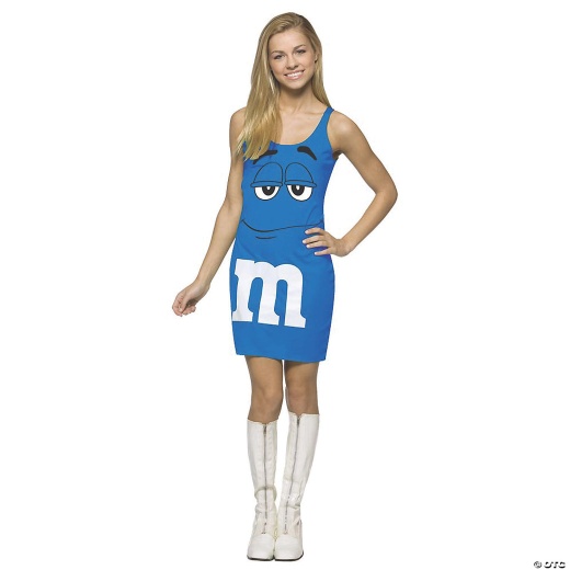 Teen Girl's Blue M&M's Tank Dress Costume - Standard