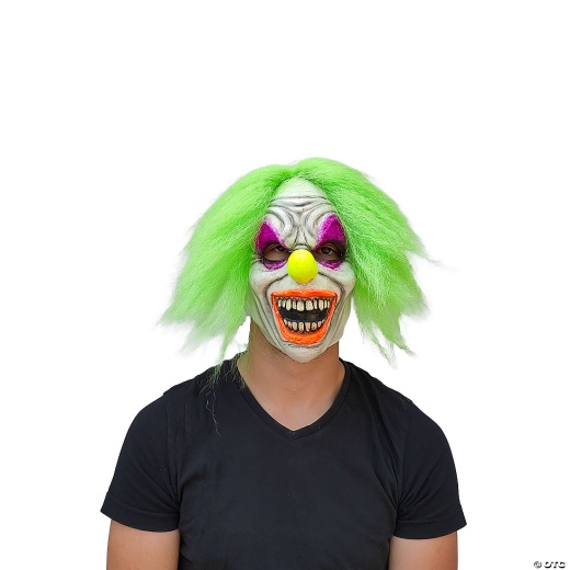 Adults Ghoulish Productions Wild Neon Clown Overhead Latex Mask - One Size