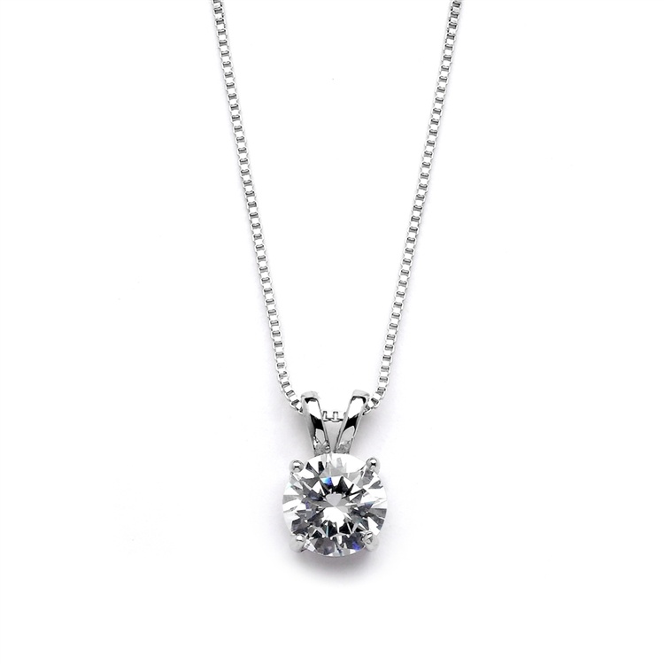 Delicate Cz Round-Cut Necklace With Double Loop Top