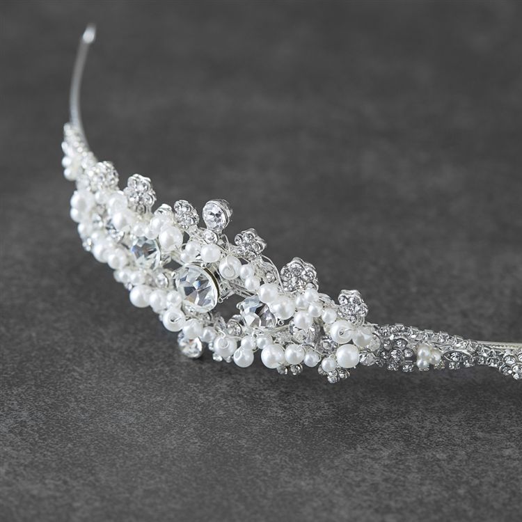 Crystal And White Pearl Starburst Bridal Side Headband
