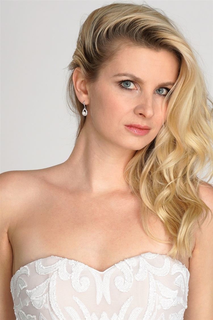 Pave Cubic Zirconia Wedding Earrings With Framed Pearl