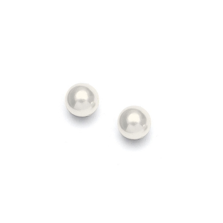 Dainty 6Mm Pearl Stud Wedding Earrings - Ivory - Clip - Gold