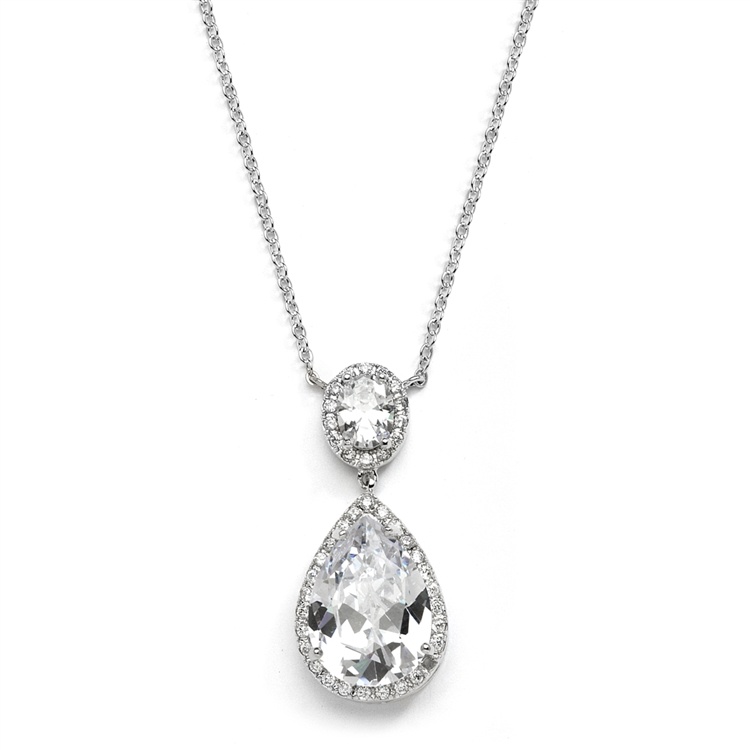 Couture Cubic Zirconia Pear-Shaped Bridal Necklace