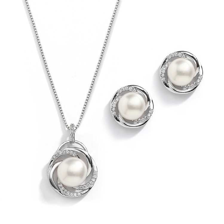 Freshwater Pearl Necklace Set With Graceful Woven Knot Motif