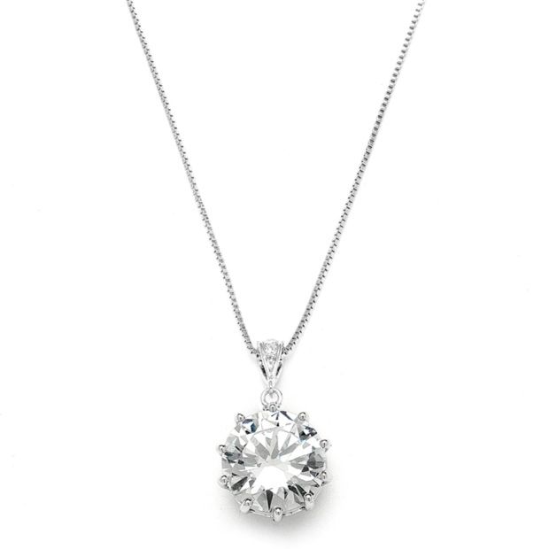 Bridal, Prom Or Bridesmaids Bling Cz Necklace Pendant