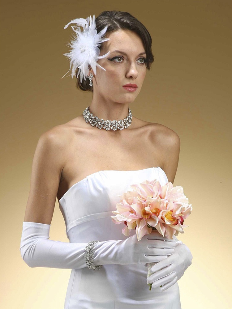 Above Elbow Bridal Or Prom Gloves In Matte Satin - White