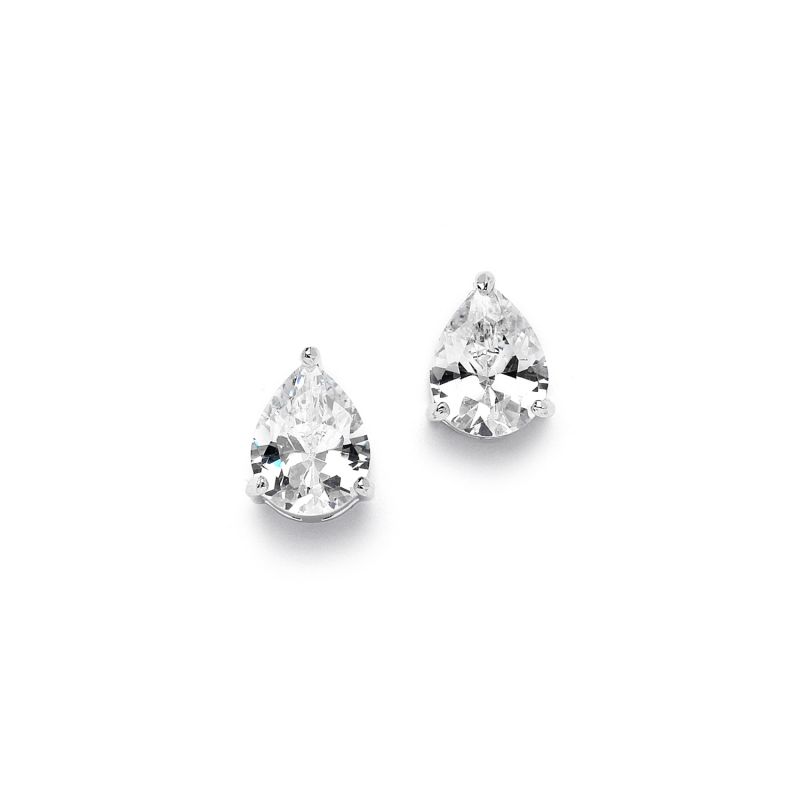2.00 Ct. Cubic Zirconia Pear Shape Stud Earrings For Weddings Or Bridesmaids