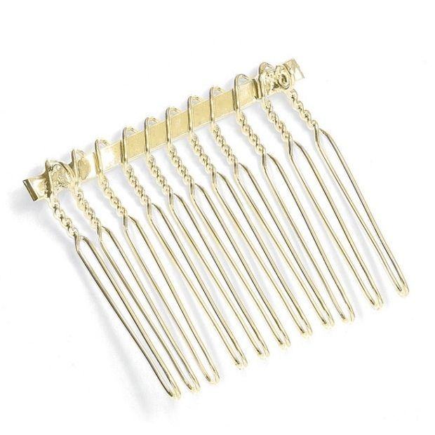 Gold Comb Adapter With Loops For Brooches Or Veils - 1 1/2" Wide