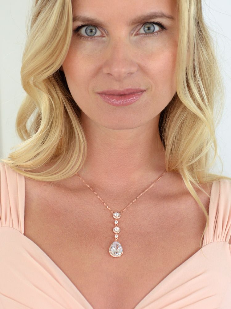 Best-Selling Rose Gold Bridal Necklace With Pear-Shaped Cz Drop