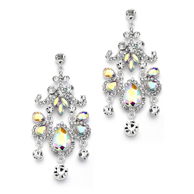 Crystal Chandelier Statement Earrings With Ab Gems