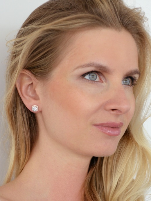 14K Gold Plated Cushion Shape Halo Clip On Earrings With Round Cz Solitaire