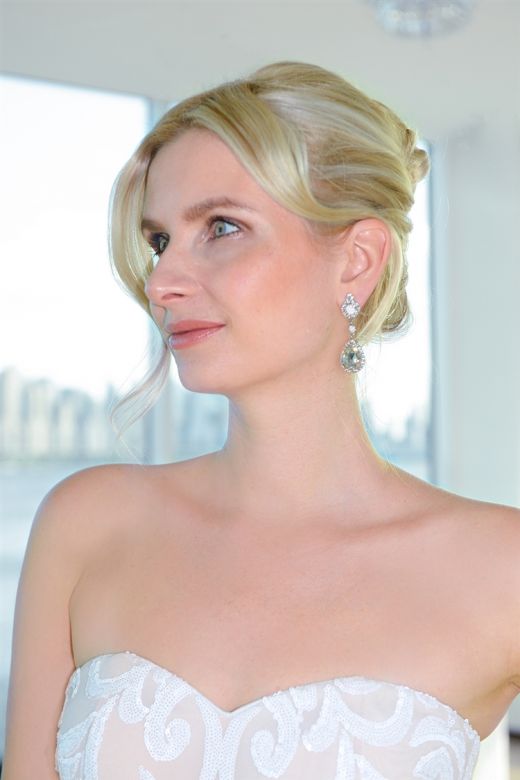 Crystal Clip-On Earrings with Teardrop Dangles