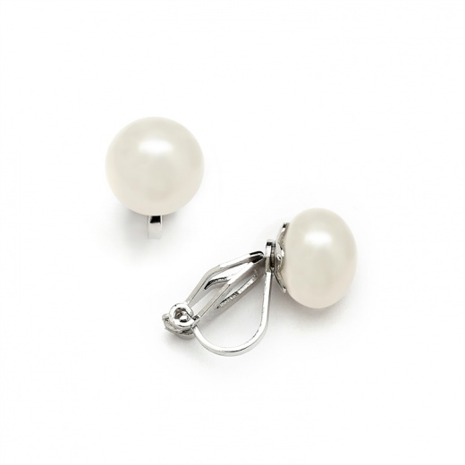 Clip-On Ivory Pearl Stud Earrings - Glass Based Shell Pearls With Freshwater Finish (9Mm)