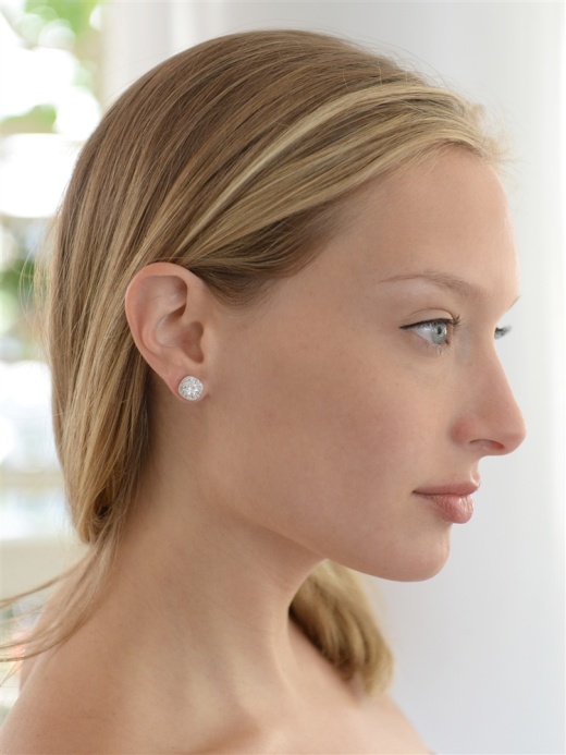 Silver Cushion Shape 10Mm Halo Clip On Stud Cz Earrings With Round Solitaire