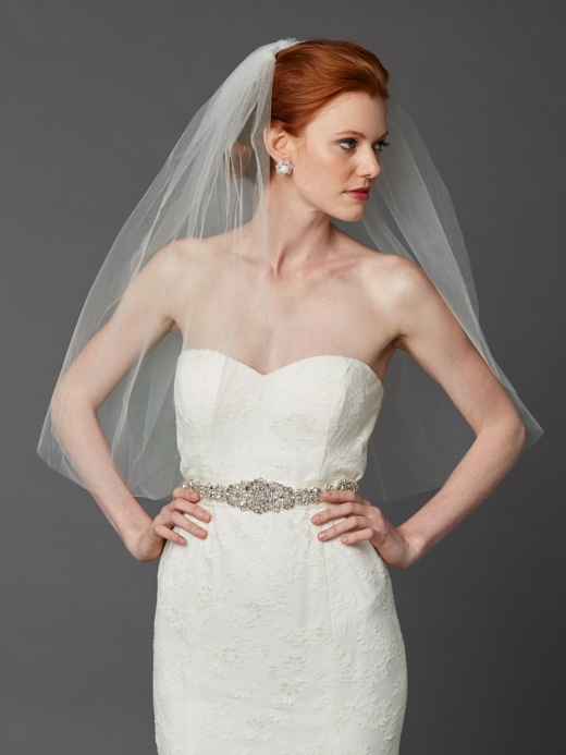 Classic Waist or Elbow Length Single Layer Cut Edge Wedding Veil