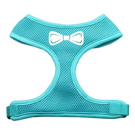 Bow Tie Screen Print Soft Mesh Pet Harness Aqua Large
