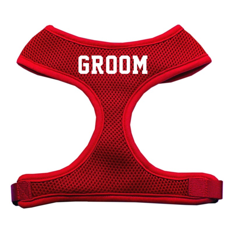 Groom Screen Print Soft Mesh Pet Harness Red Extra Large