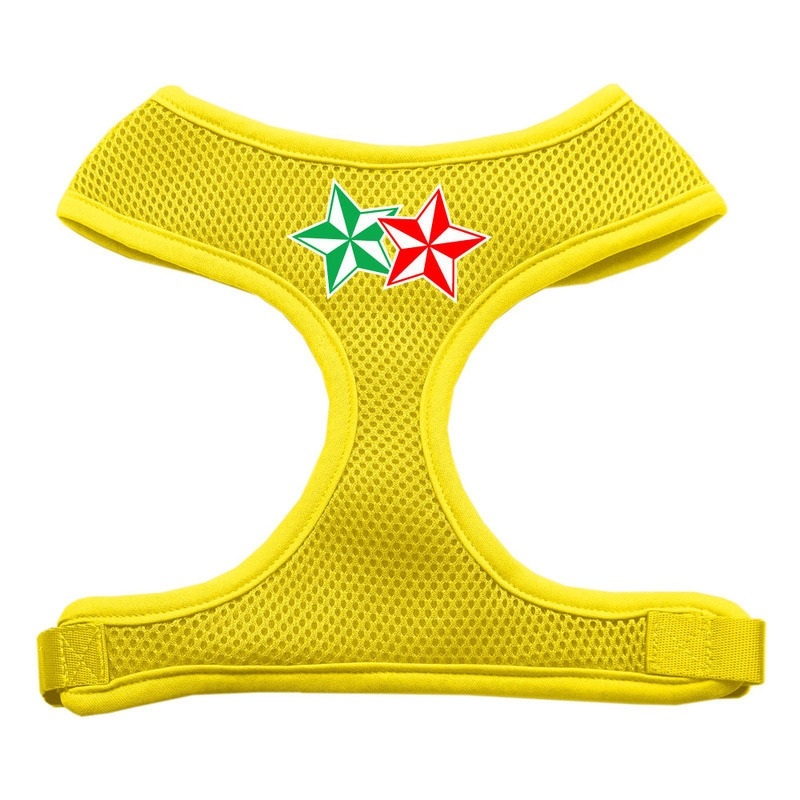 Double Holiday Star Screen Print Mesh Pet Harness Yellow Small
